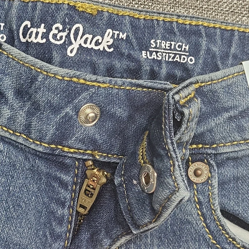 Cat & Jack Girls Ankle Straight Stretch Jeans Pockets Medium Blue Wash Size 12